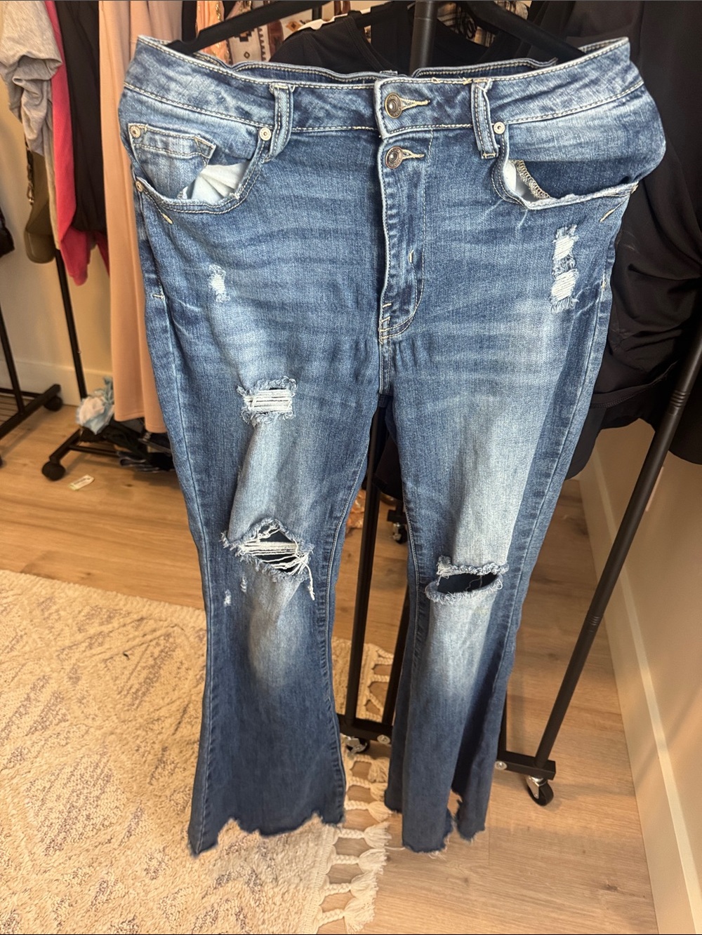 Distressed Mid-Blue Men’s Ripped Jeans